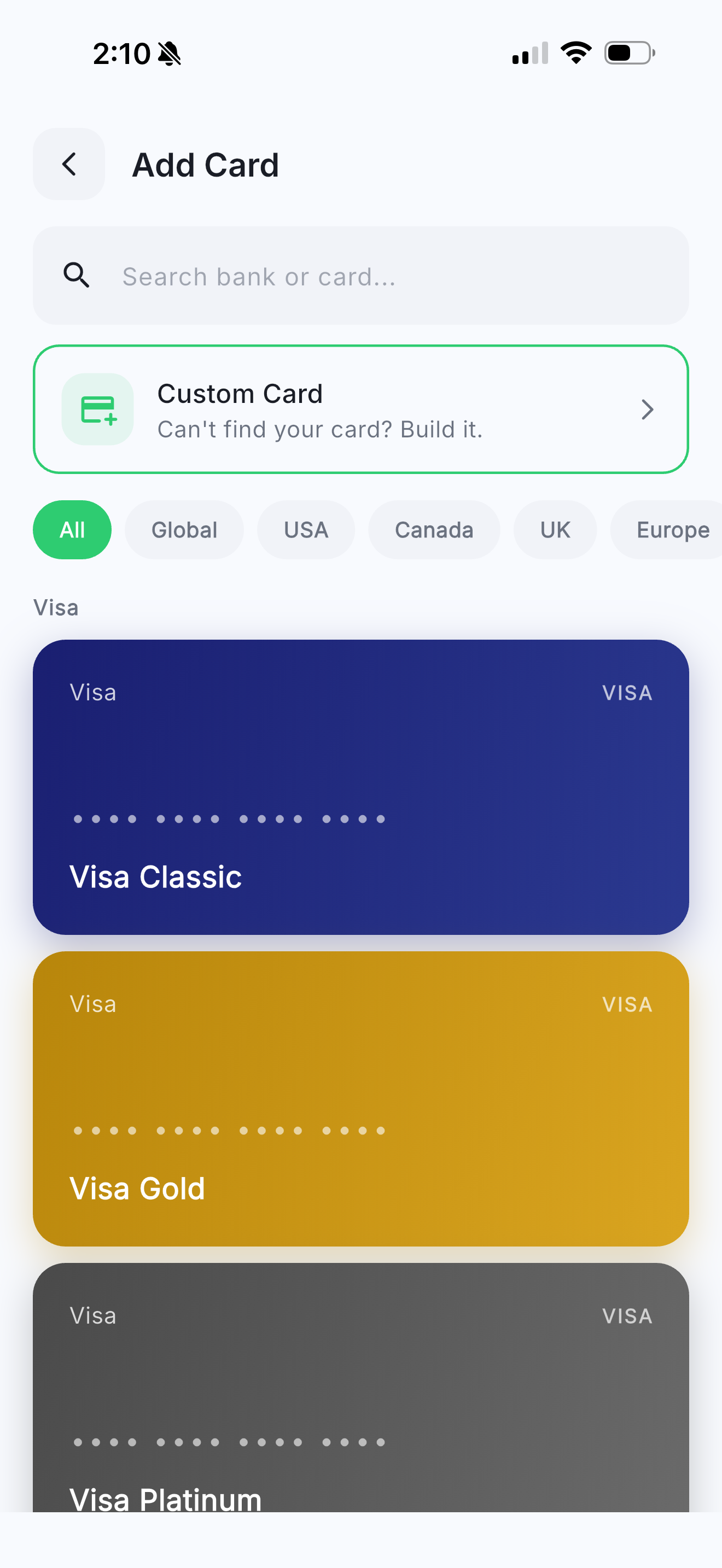 Add Card Presets