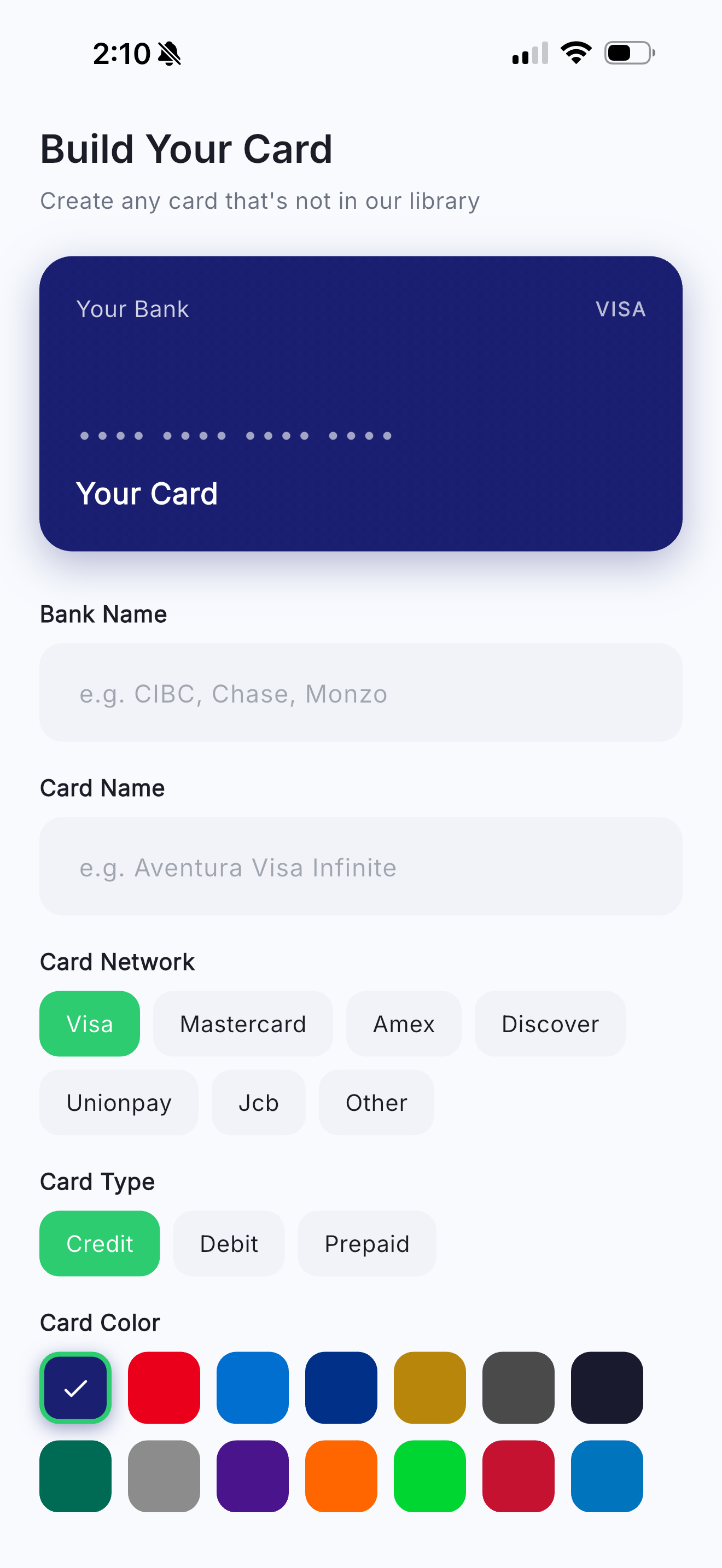 Custom Card Builder