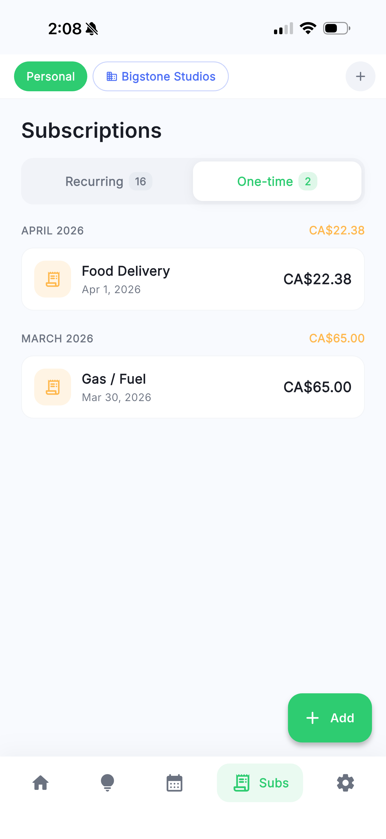 One-time Expenses